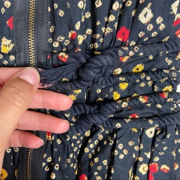 Rachel Roy Cottagecore Prairie Dress Black Red Yellow Rope Waist Size 0 - Picture 7 of 9